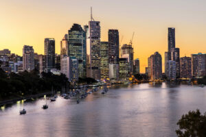 Brisbane city sunset near GLG Legal