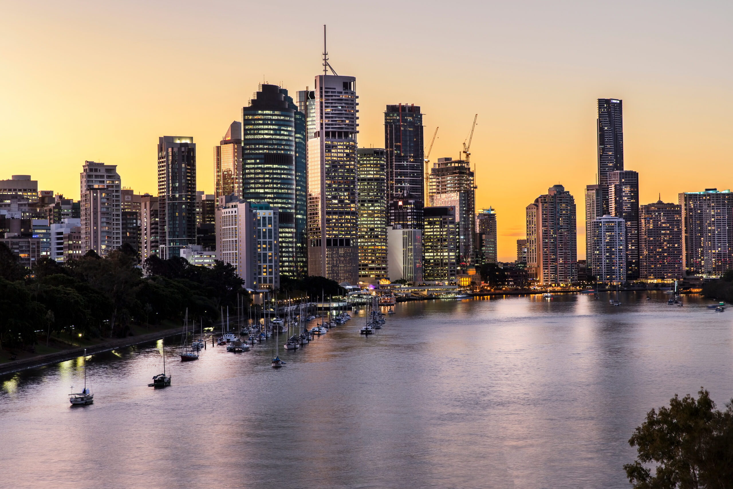 Brisbane city sunset near GLG Legal